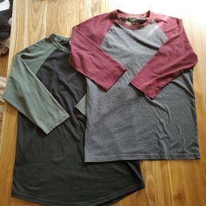 Two Multi Color Raglan 3/4 Sleeve Tee